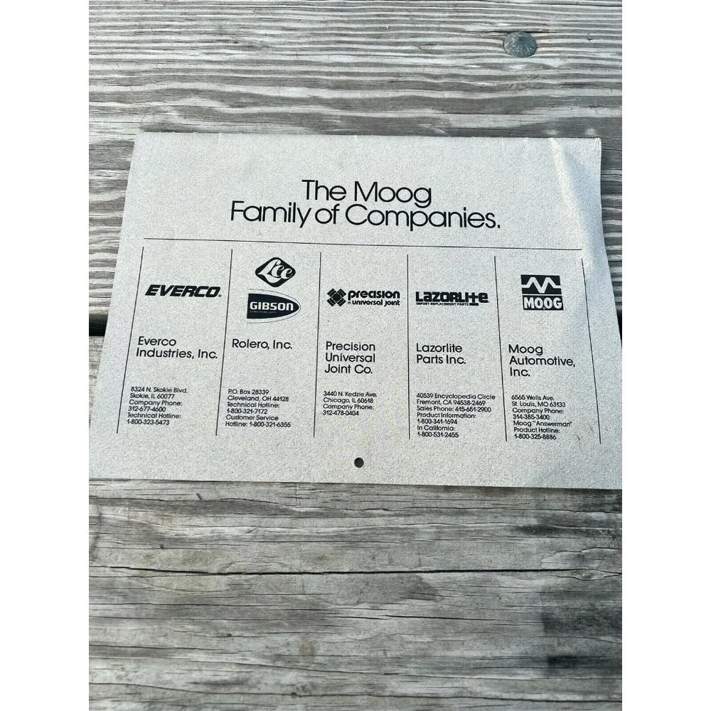 Vintage Moog Company Calendar 1989 Classic Cars